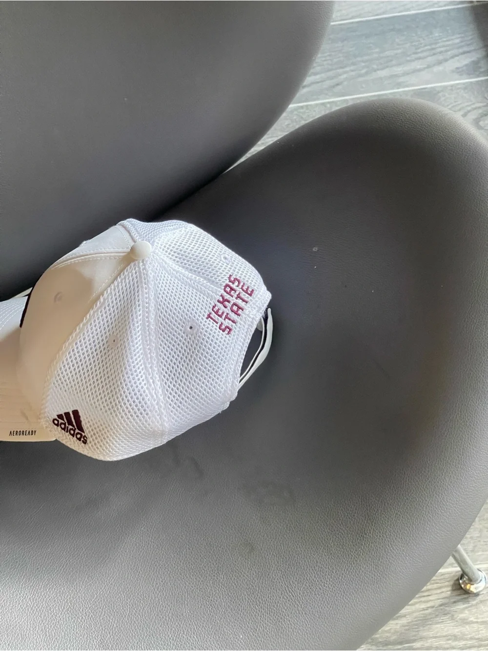 Adidas White Mesh Cap with Maroon Logo